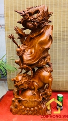 Tượng Đạt Ma Sư Tổ hàng long phục lân kích thước 100x38x20 cm
