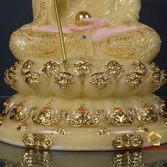 Tượng Địa Tạng Vương Bồ Tát ngồi đế non nước bột đá thạch anh cao 30 - 65 cm