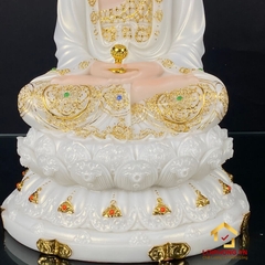 Tượng phật A Di Đà bằng đá trắng viền vàng cao 30 - 40 - 48  cm