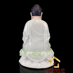 Tượng phật A Di Đà bột đá ngồi đá non nước viền hoa cao  30 – 40 – 48 – 65 cm