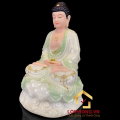 Tượng phật A Di Đà bột đá ngồi đá non nước viền hoa cao  30 – 40 – 48 – 65 cm