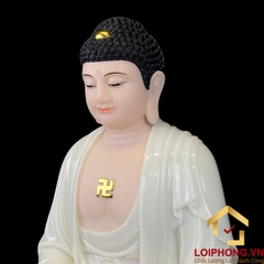 Tượng phật A Di Đà bột đá trắng da hồng cao  30 – 40 – 48 – 65 cm