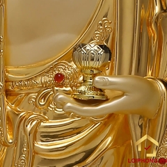 Tượng phật A Di Đà đứng bằng đồng dát vàng ấn bảo cao  48 – 65 – 90 – 106 cm