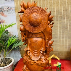 Tượng Phật Di Lặc gánh đào kích thước 90x35x35 cm