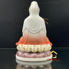 Tượng Phật Quan Âm Ngồi Đài Sen Bằng Bột Đá Sơn Đỏ cao từ 30 - 65cm