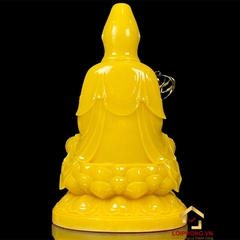 Tượng Phật Quan Âm Ngồi Đài Sen Bằng Bột Đá Thạch Anh Viền Vàng cao từ 30 - 48cm