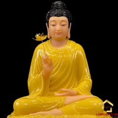Tượng Phật Thích Ca Ngồi Đế Hoa Sen Bằng Bột Đá Thạch Anh Cao 40cm, 48cm