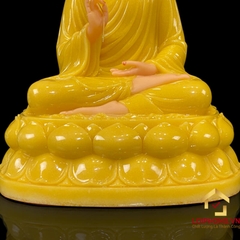 Tượng Phật Thích Ca Ngồi Đế Hoa Sen Bằng Bột Đá Thạch Anh Cao 40cm, 48cm