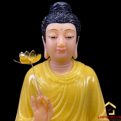 Tượng Phật Thích Ca Ngồi Đế Hoa Sen Bằng Bột Đá Thạch Anh Cao 40cm, 48cm