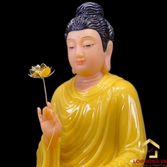 Tượng Phật Thích Ca Ngồi Đế Hoa Sen Bằng Bột Đá Thạch Anh Cao 40cm, 48cm