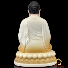Tượng Phật Thích Ca Ngồi Đế Hoa Sen Bằng Bột Đá Sơn Vẽ Hoa Cao 30 - 48cm