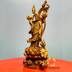 Tượng Phật Quan Âm đứng đài sen kích thước 57x25x17 cm