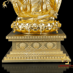 Tượng Phật Quan Âm ngồi đế kim cang bằng đồng dát vàng cao 65-91 cm