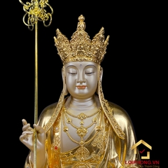 Tượng Ta Bà Tam Thánh bằng đồng tọa đài sen dát vàng cao 30 – 40 – 48 – 60 cm