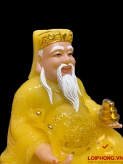 Tượng Thần Tài Thổ Địa trang phục màu vàng bột đá thạch anh cao từ 20 – 40 cm