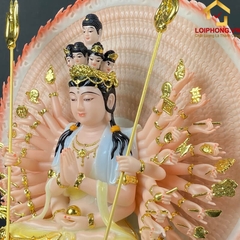 Tượng Phật Thiên Thủ Thiên Nhãn bằng bột đá sơn vàng cao 30 - 40 - 48 cm