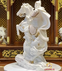 Tượng Trần Quốc Tuấn bằng Đá bạch ngọc kích thước 38x26x51 cm