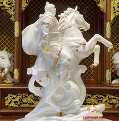 Tượng Trần Quốc Tuấn bằng Đá bạch ngọc kích thước 38x26x51 cm