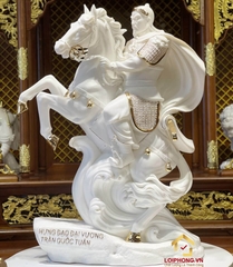 Tượng Trần Quốc Tuấn bằng Đá bạch ngọc kích thước 38x26x51 cm