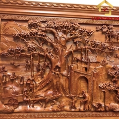 Tranh gỗ Đồng Quê đẹp 97x197x6 cm