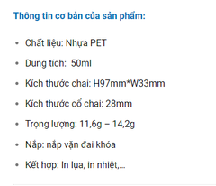 CHAI ĐỰNG THUỐC NƯỚC NHỰA PET