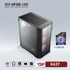 VỎ CASE MÁY TÍNH VSP GAMING KA27- Đen + 4Fans Led
