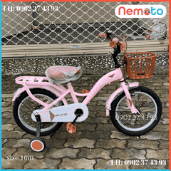 Xe Đạp Bé Gái Sườn Liền Hồng Phấn Size 16 - Mã JAY
