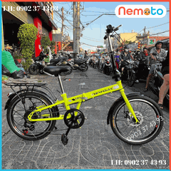 Xe Đạp Nam Nữ Gấp Gọn Newoak Cao Cấp , Tay Đề ,Thắng Đĩa  Size 20inch - Mã NEWOAK- 20