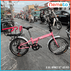 Xe Đạp Nam Nữ Gấp Gọn Newoak Cao Cấp , Tay Đề ,Thắng Đĩa  Size 20inch - Mã NEWOAK- 20
