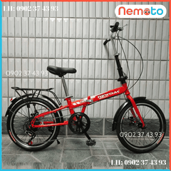 Xe Đạp Nam Nữ Gấp Gọn Newoak Cao Cấp , Tay Đề ,Thắng Đĩa  Size 20inch - Mã NEWOAK- 20