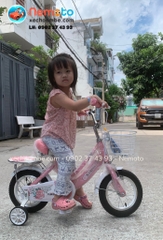 Xe đạp Trẻ Xaming 2 khung nữ hồng dễ thương Size 16 inch - Mã XM2