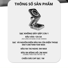 Sạc không dây lphone sạc nhanh 15W Đế sạc không dây samsung 3in1