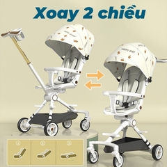 Xe đẩy em bé, xe đẩy gấp gọn khung thép, giảm sóc, xoay 360 độ