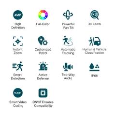 Camera IP TP-Link xoay nghiêng, đa tiêu cự, ống kính kép, Full-Color, ngoài trời 4MP VIGI C540V