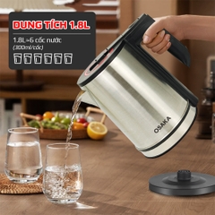 BÌNH ĐUN SIÊU TỐC INOX MỜ 304_ Osaka KT-1820_1.8 Lít