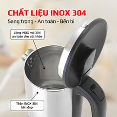 BÌNH ĐUN SIÊU TỐC INOX MỜ 304_ Osaka KT-2000_ 2 lít