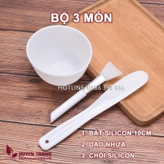 Combo Bát thủy tinh 6cm + Cọ peel cán DÀI