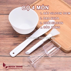 Combo Bát thủy tinh 6cm + Cọ peel cán DÀI