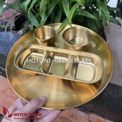 Khay Inox 3 Ngăn Mạ Vàng Trong Bộ Dụng Cụ Spa, Y Tế, Tiêm Filler, Phun Săm, Nối Mi