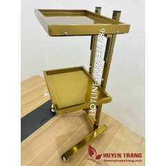 Xe Đẩy Inox Mạ Vàng (Kệ Spa Mạ Vàng) 2 Tầng Dùng Trong Thẩm Mỹ, Tiêm Filler, Phun Xăm, Tatoo, Y Khoa