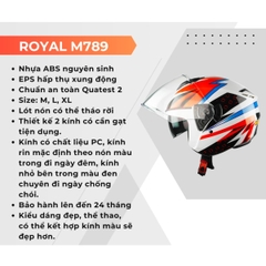 Mũ bảo hiểm 3/4 Royal M789 2 kính – Tem Thitipong, chính hãng Royal Helmet
