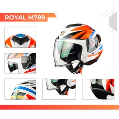 Mũ bảo hiểm 3/4 Royal M789 2 kính – Màu đen nhám, chính hãng Royal Helmet
