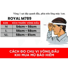 Mũ bảo hiểm 3/4 Royal M789 2 kính – Màu đen nhám, chính hãng Royal Helmet