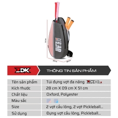 Túi Đựng Vợt Cầu Lông & Pickleball ZDK CL-3 – 2 Ngăn Tiện Dụng, Dây Đeo Tuỳ Chỉnh, Thời Trang