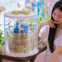 Hộp hoa đựng tiền thật 3 tầng mệnh giá 100k (có thể đựng mệnh giá khác nhau)