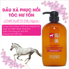 Dầu xả chiết xuất từ dầu ngựa Kumano Cosme Station Horse Oil With Tsubaki Oil Conditioner 600ml