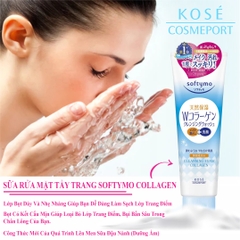 Sữa Rửa Mặt Và Tẩy Trang Tạo Bọt Dưỡng Ẩm Bổ Sung Collagen Softymo 190G