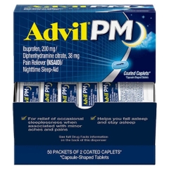 Thuốc giảm đau, hỗ trợ giấc ngủ ban đêm advil pm ibuprofen caplets dispenser box
