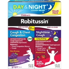 Siro trị ho, tắc nghẽn ngực ngày & đêm dành cho trẻ em children's robitussin cough + chest congestion dm & nighttime cough dm, 2 pack