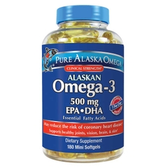Viên uống dầu cá Pure Alaskan Omega-3 500 mg EPA + DHA, 180 viên